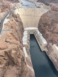 High angle view of rock formations hoover dam 