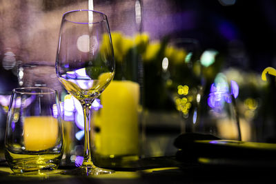 Close-up of glass bottles on table