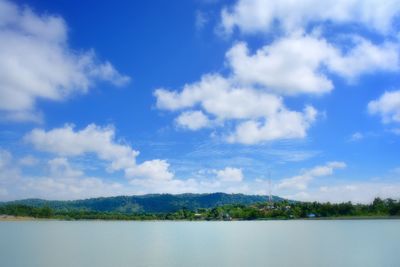 Scenic view of lake against sky