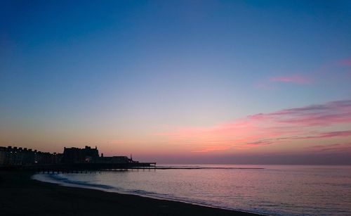 Scenic view of sea at sunset