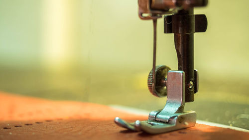 Close-up of sewing machine