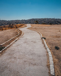 Scenic view of land against clear blue sky