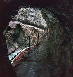 High angle view of rock formation in water