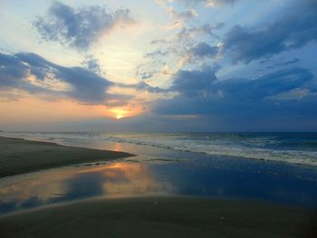 Scenic view of sea against sky during sunset