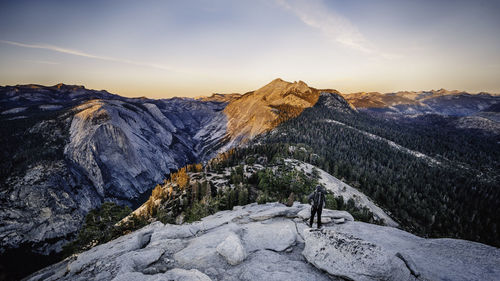 Scenic view of mountains against sky during winter