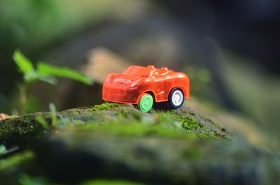 Close-up of toy car