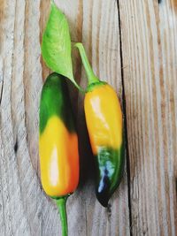 Close-up of yellow bell peppers on table