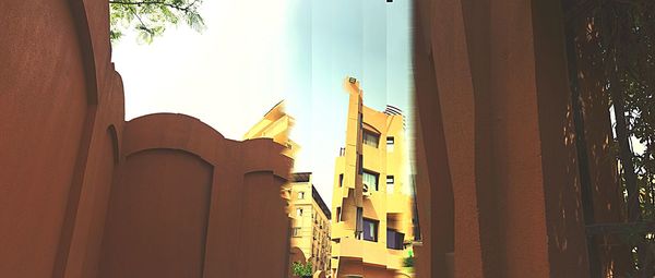 Low angle view of buildings against sky