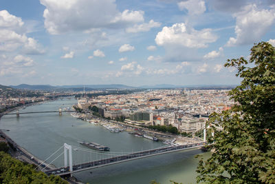 High angle view of cityscape against sky