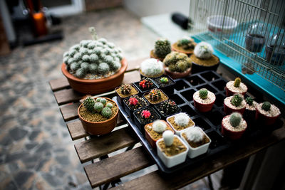 High angle view of food on table