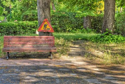 Empty bench in park