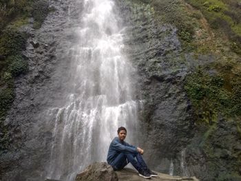 Portrait of waterfall in forest