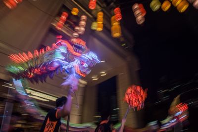 Low angle view of illuminated building
