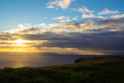 Scenic view of sea against sky during sunset