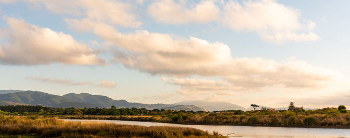 Panoramic view of lake against sky