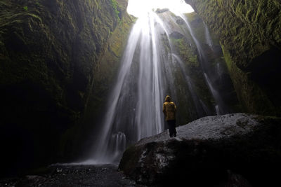 The secret waterfall gljufrabui in iceland