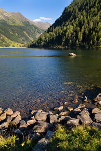 Scenic view of lake against mountains