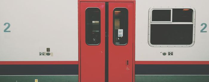 Close-up of red door