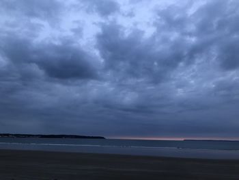 Scenic view of sea against cloudy sky