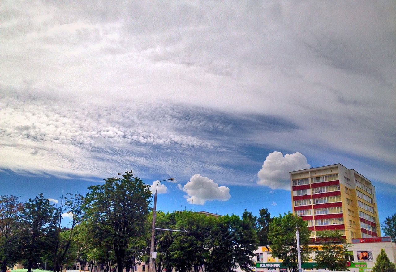 tree, sky, building exterior, architecture, built structure, cloud - sky, house, cloudy, low angle view, cloud, weather, nature, residential structure, beauty in nature, residential building, scenics, day, outdoors, growth, no people