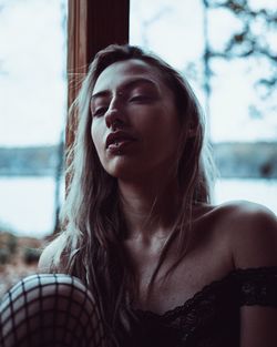 Close-up of young woman