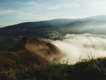 Scenic view of mountains against sky