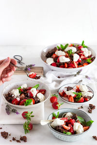 Close-up of salad served on table