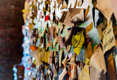 Close-up of decoration hanging on wall