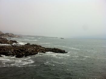 Scenic view of sea against clear sky