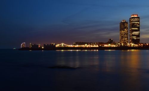 City lit up at night