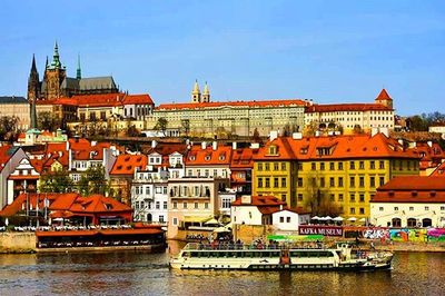 View of river with buildings in background