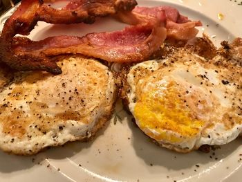 Close-up of breakfast served in plate