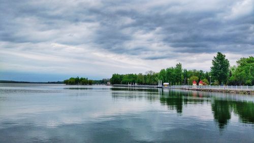 Scenic view of lake against sky