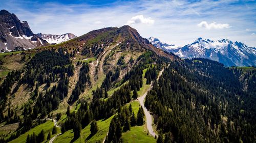 Panoramic view of mountains against sky