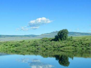Scenic view of lake against sky
