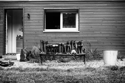 Abandoned house on field