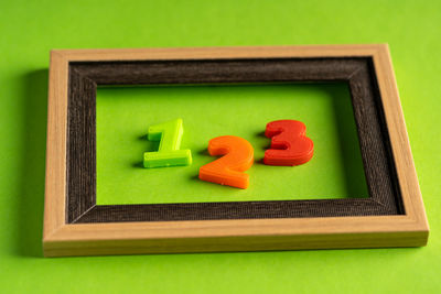 High angle view of toys on table