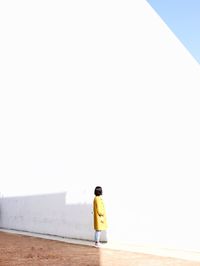 Rear view of boy walking on beach