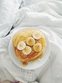 Directly above shot of breakfast in plate on blanket