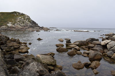 Scenic view of sea against clear sky