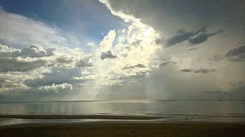 Scenic view of sea against cloudy sky