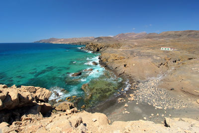 Scenic view of sea against clear sky