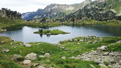 Scenic view of lake against mountain