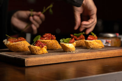 Close-up of food on cutting board