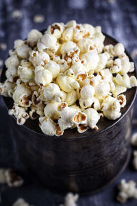 High angle view of popcorn 