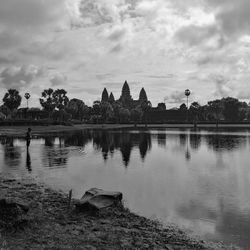 View of lake against cloudy sky