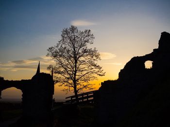 Old ruins against sky during sunset