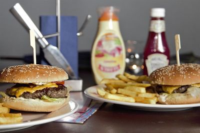 Close-up of food on table