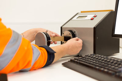 Man working on table