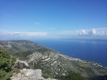 Scenic view of sea against blue sky